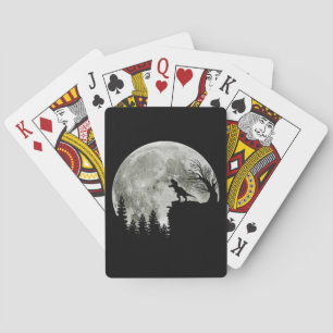 T Rex Standing On Mountain Moonlight Halloween Playing Cards