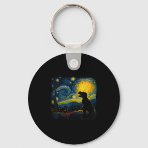 T Rex Starry Night Van Gogh Dinosaus Gifts Men Wom Keychain