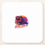T-Rex Stay Wild Square Paper Coaster<br><div class="desc">Description: A bold and playful T-Rex design with a “Stay Wild” message, perfect for adding a fun prehistoric vibe to apparel and accessories. Great for dinosaur lovers of all ages, this design works well on t-shirts, hoodies, mugs, tote bags, and stickers. Clean and versatile artwork made for print-on-demand products and...</div>