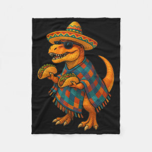 T-rex Taco Fiesta_ Cinco De Mayo Dino In Sombrero Fleece Blanket