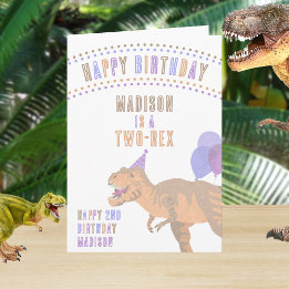 T-Rex Tan Any Age Dinosaur Happy Birthday Card