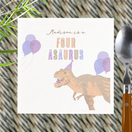 T-Rex Tan Cute Any Age Dinosaur Birthday Party Napkin