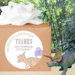 T-Rex Tan Cute Any Age Dinosaur Thank You Classic Round Sticker