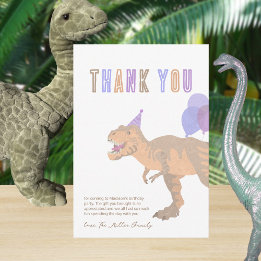 T-Rex Tan Cute Kids T Rex Fun Dinosaur Birthday Thank You Card