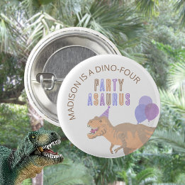 T-Rex Tan Party Asaurus Cute Dinosaur Birthday 1 Inch Round Button