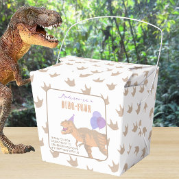 T-Rex Tan Thank You Birthday Dino Party Favor Box