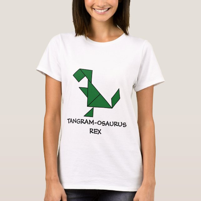 T-Rex + Tangrams = Tangram-osaurus Rex Cute Dino T-Shirt (Front)