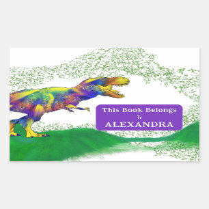 T Rex This Book Belongs To Kids Name Sticker
