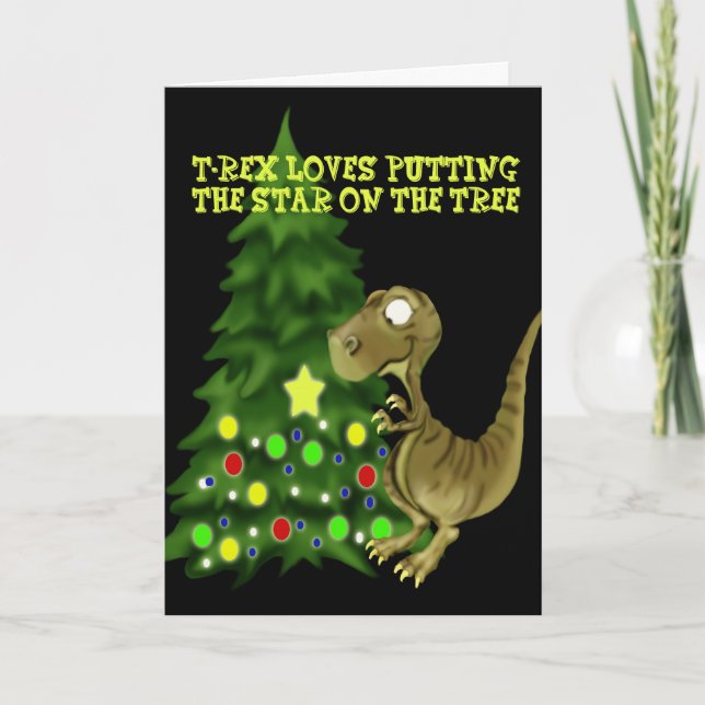 T- rex tree holiday card (Front)