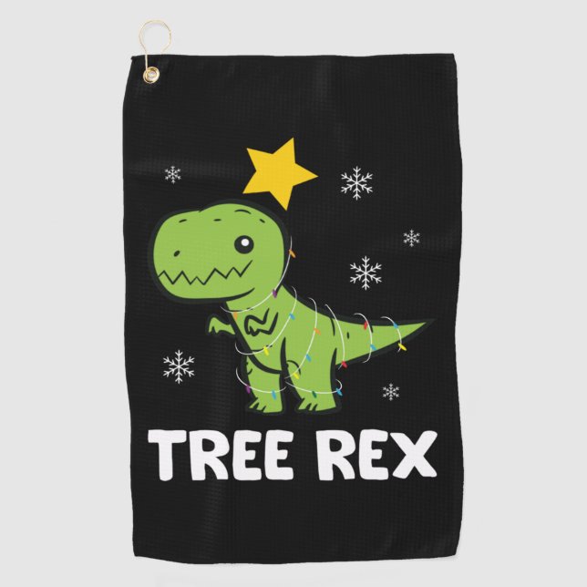 T-Rex - Tree Rex fairy lights star snowflake   Golf Towel (Front)
