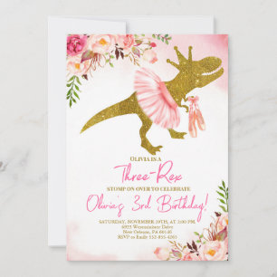 T-Rex Tutus Invitation Anniversaire, Tutus Rose No