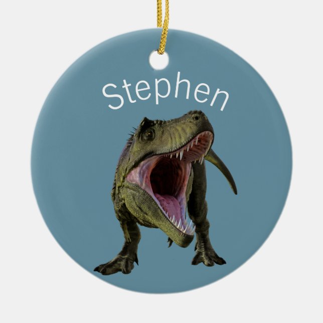 T-rex Tyrannosaurus Dinosaur Personalized Ceramic Ornament (Front)