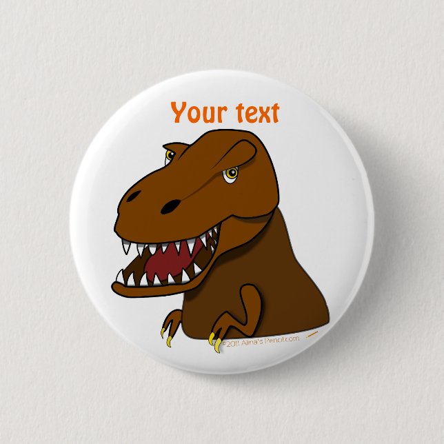 T-Rex Tyrannosaurus Rex Scary Cartoon Dinosaur 2 Inch Round Button (Front)