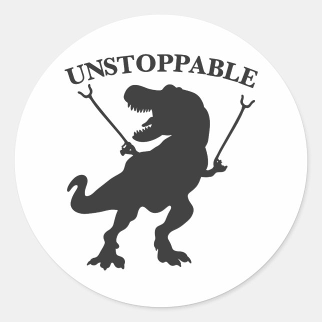 T-rex unstoppable - Choose background colour Classic Round Sticker (Front)