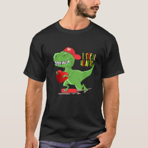 T Rex Valentines Day Dinosaur I Steal Hearts Boys  T-Shirt