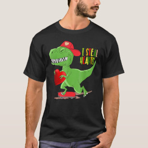 T-Rex Valentines Day Dinosaur I Steal Hearts Boys T-Shirt