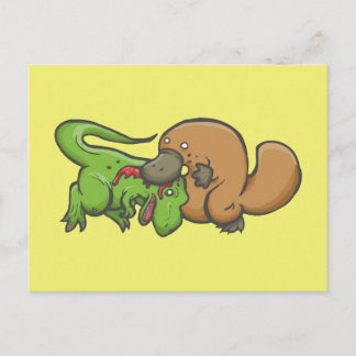 T-rex vs Platypus Postcard