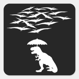 T-Rex vs the Pterodactyls Square Sticker