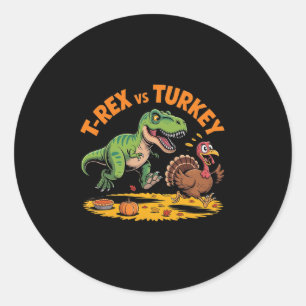 T-rex Vs Turkey Funny Thanksgiving Dinosaur Design Classic Round Sticker