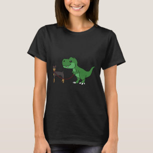 T Rex Walking Doberman T-Shirt