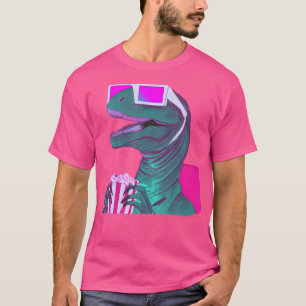 T Rex Watching Movie Eating Popcorn Funny Dinosaur T-Shirt