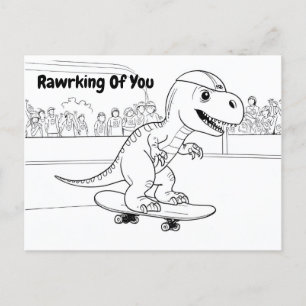 T-Rex wearing helmet riding a skateboard Postcard