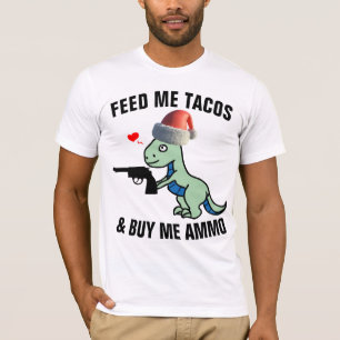 T-REX WITH GUN FUNNY CHRISTMAS T-SHIRTS