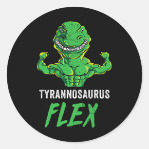 T Rex Workout Funny Dinosaur Gym Weightlifting Cut Classic Round Sticker