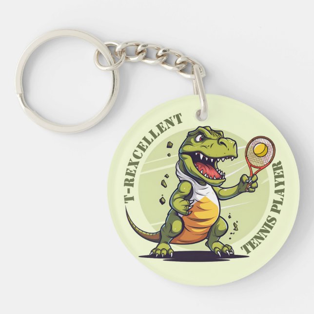🎾🦕T-Rexcellent Tennis Player Keychain (Front)