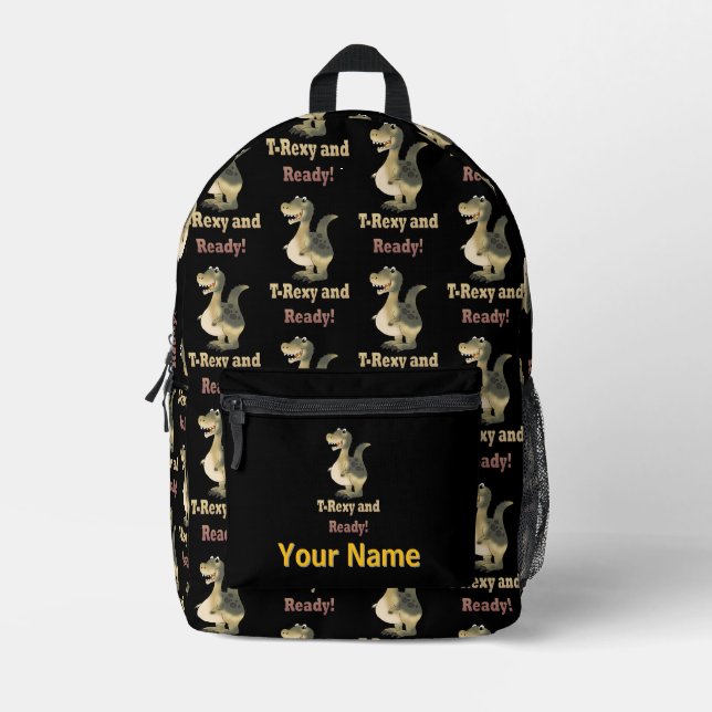 T-Rexy and Ready Dino Cartoon Printed Backpack (Front)