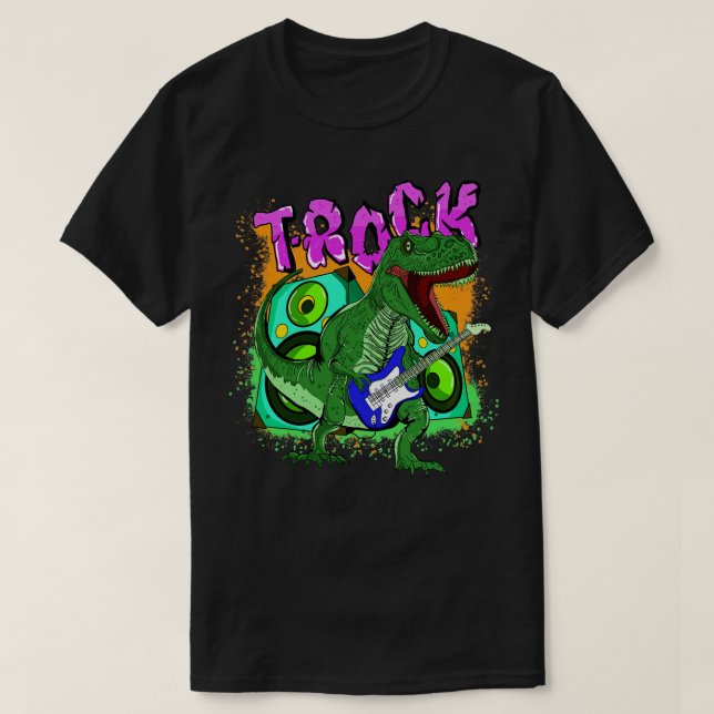 T Rock Playing Guitar T-Shirt (Design Front)