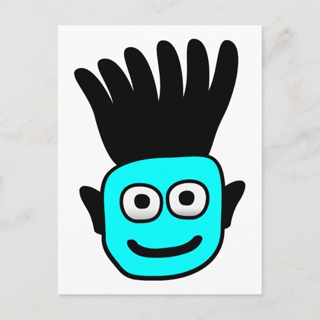 T-Ron--Kid With Funky Mohawk, Blue Postcard (Front)