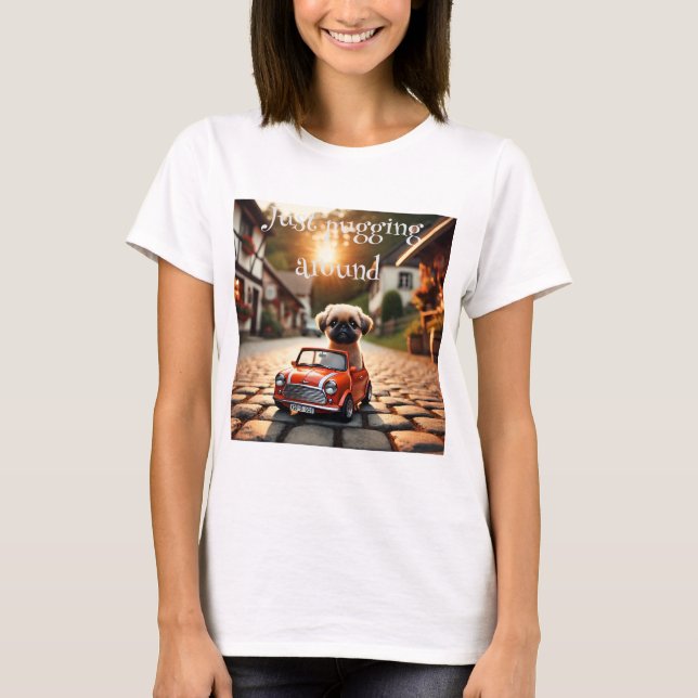 T-Schirt mit Mops im Mini Morris T-Shirt (Front)