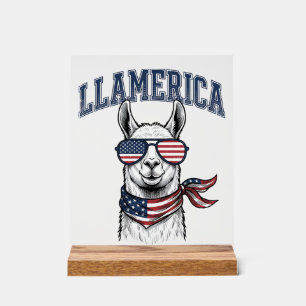 T-Shir Llamerica Llama Patriotique Gravure Vintage