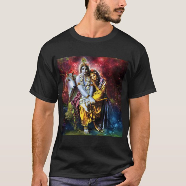 T-shirt ॐ divin classique d'amour de Radha-Krsna (Devant)