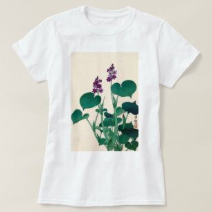 T-shirt ギ ボ , 古 Violet Flower Hosta, Ohara Koson