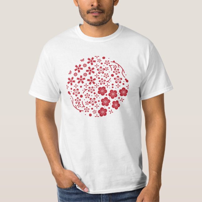T-SHIRT 和柄Tシャツ-桜・梅・華丸 Tシャツ (Devant)