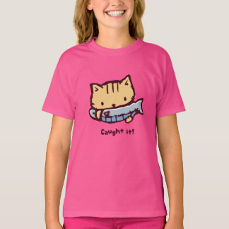 T-shirt 大きなお魚ゲット!| Big Catch! Cute Kitten with a Fish