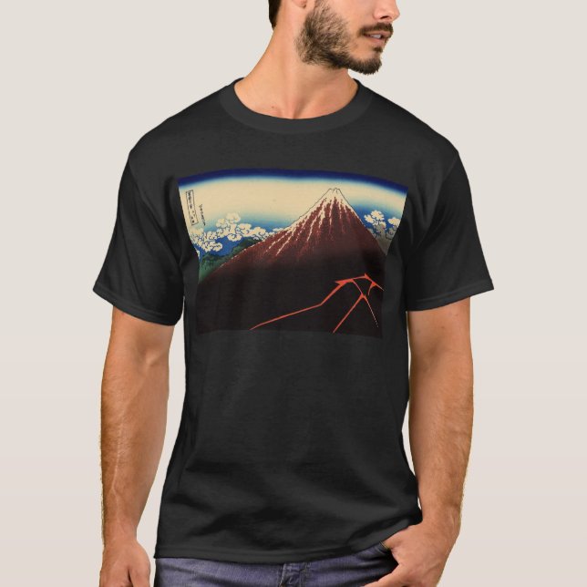 T-shirt 山下白雨, tonnerre de 北斎 et mont Fuji, Hokusai, (Devant)