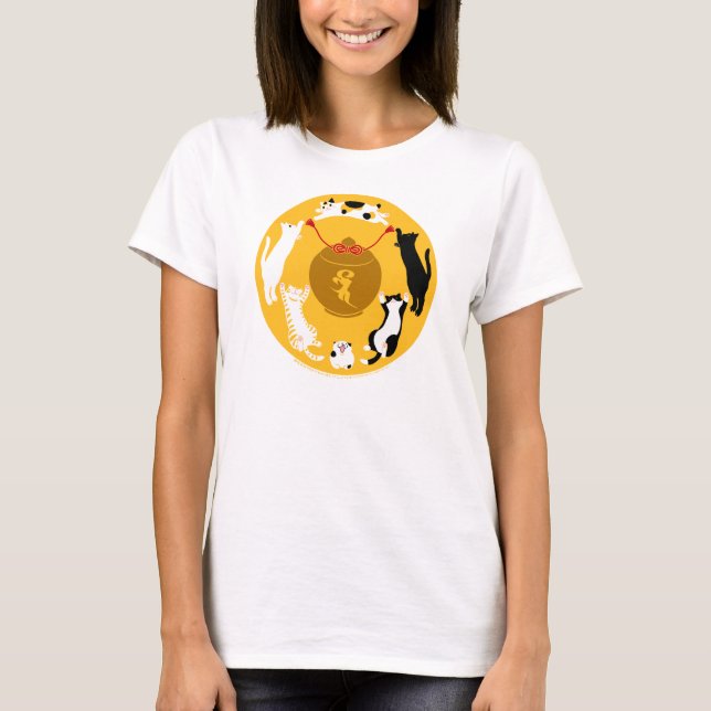 T-SHIRT 御守六猫 Tシャツ レディース (Devant)