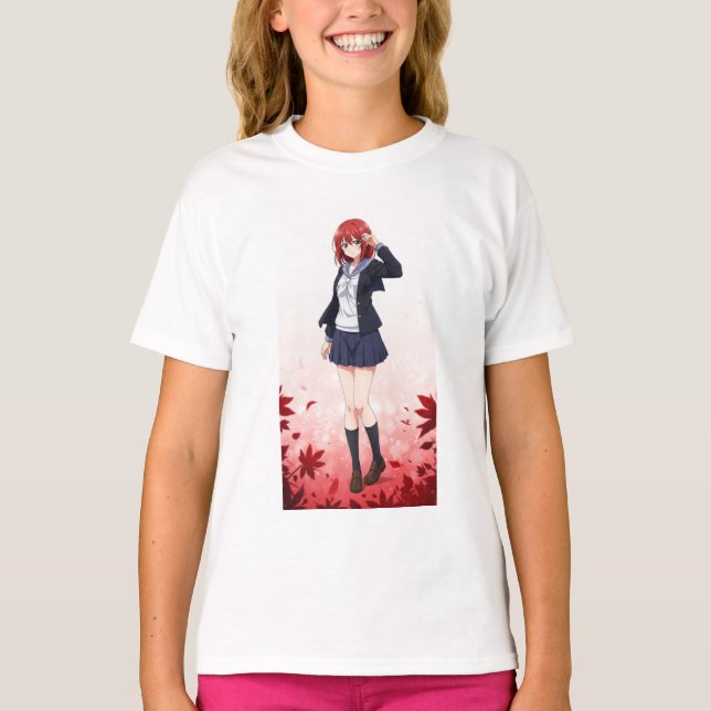 T-SHIRT 日本のアニメ風女子キャラクター (Devant)
