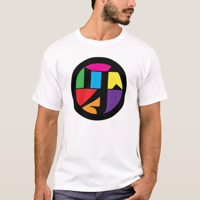 T-shirt 「牙」ステンドガラス漢字ロゴ / 家紋風デザイン / Stained glass logo (Devant)