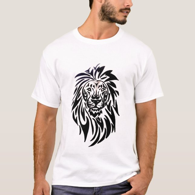 T-shirt 001 - Lion - noir et blanc (Devant)