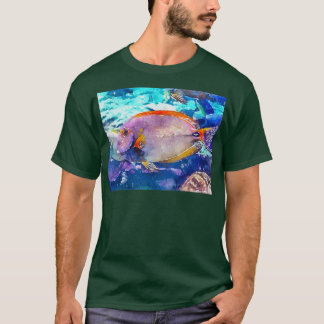 T-shirt 017 Aquarelle d'orange blanc Aquarelle d'angelfish