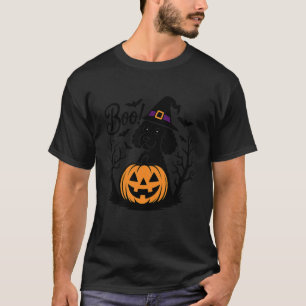 T-shirt 01 Boo Halloween Chapeau de Sorcière Caniche Noir