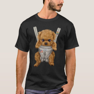 T-shirt 01 Chien Caniche Brun dans Écharpe de Bébé