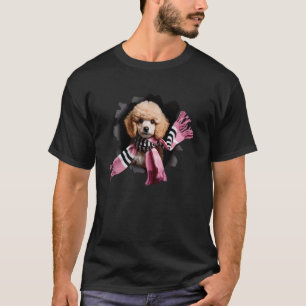 T-shirt 01 chiot caniche avec écharpe faisant irruption