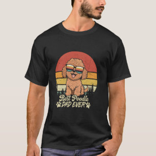 T-shirt 01 Meilleur papa caniche jouet rouge jamais Vintag