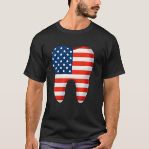 T-shirt 0 4 juillet Dentaire Américain Dent Drapeau améric