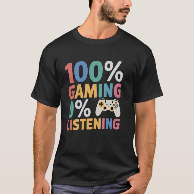 T-shirt 0 Écouter 100 Jeu amusant Joueur vidéo Amour (Devant)
